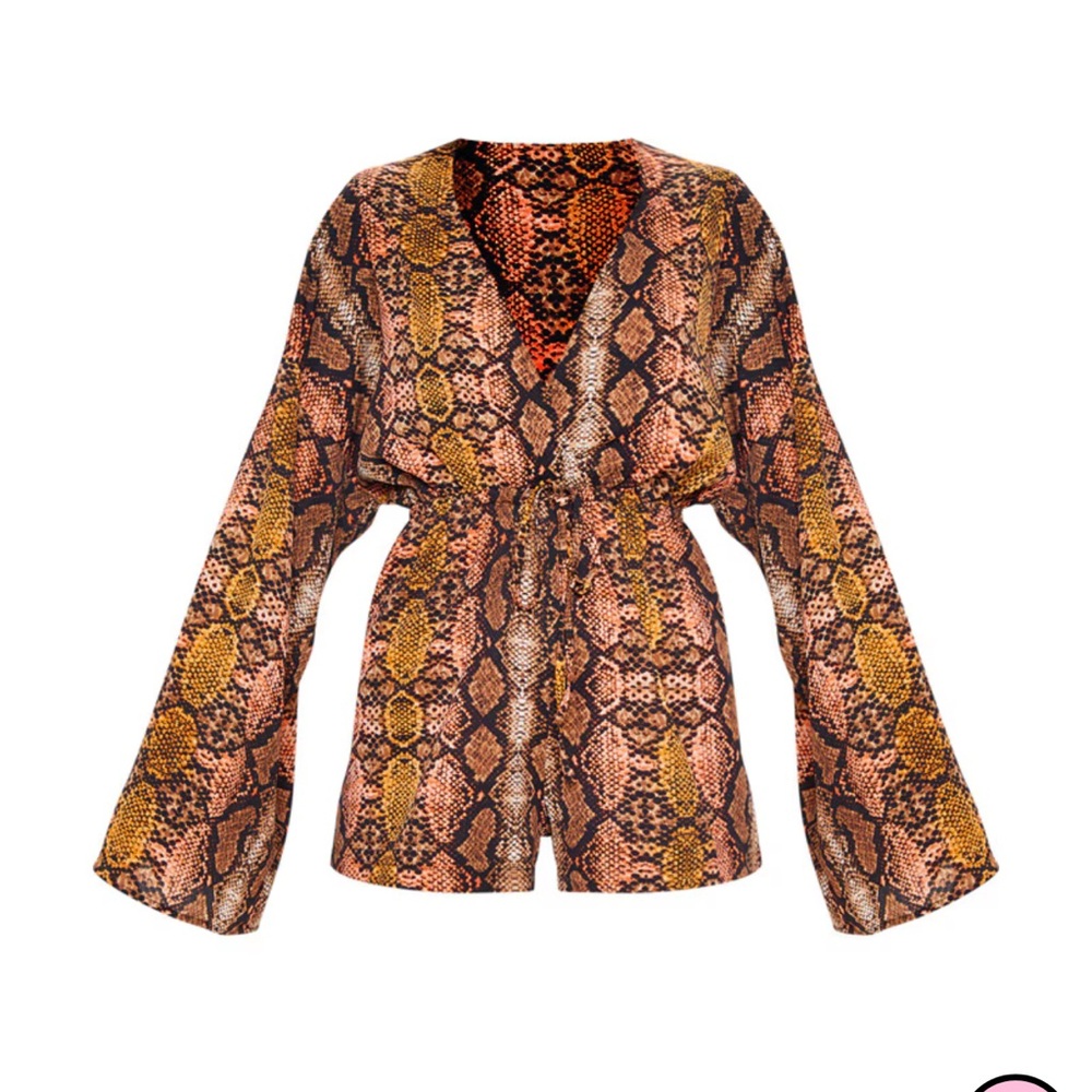 Snake Print Flare Sleeve Romper